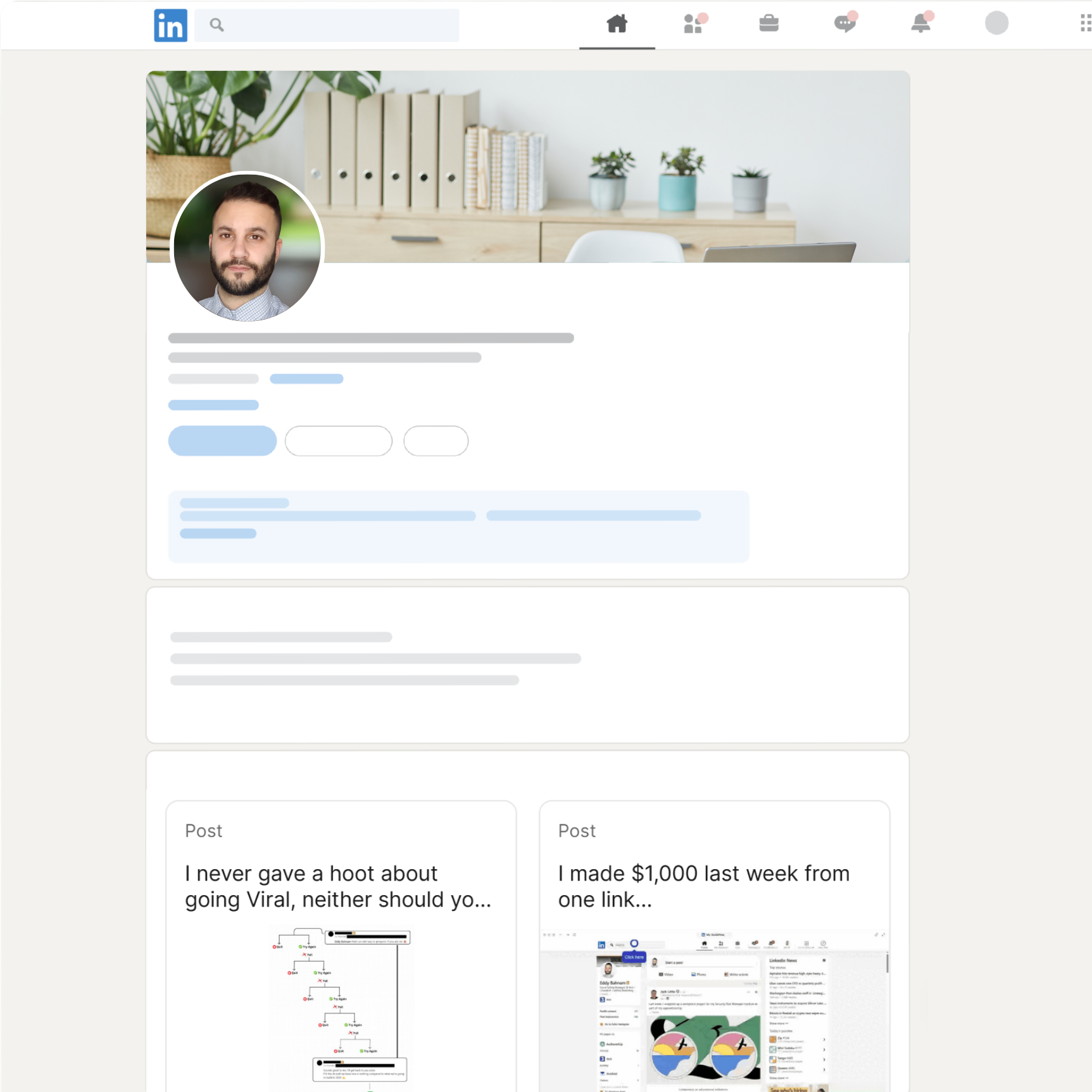 LinkedIn profile branding before optimization