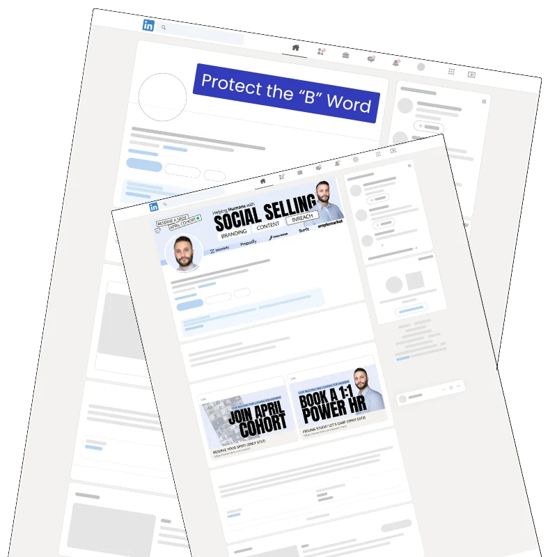 LinkedIn® profile before and after a Thrii branding rebuild