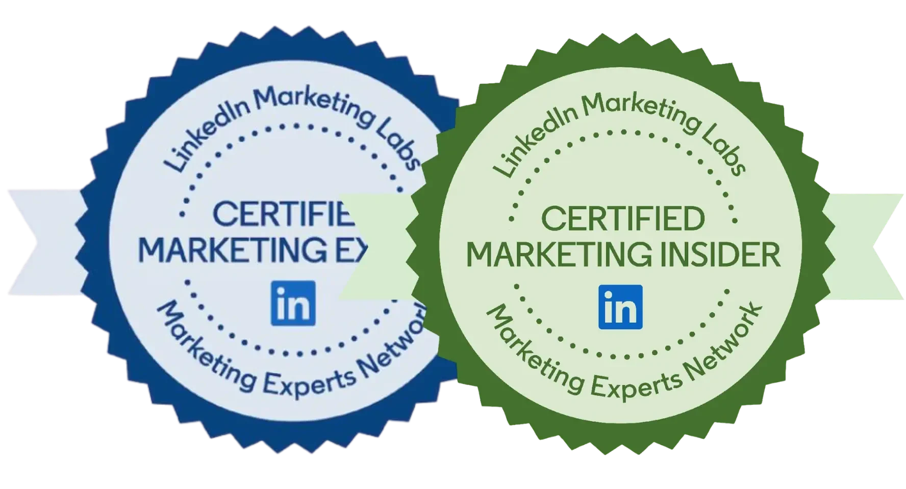 LinkedIn Marketing Labs — Certified Marketing Expert and Certified Marketing Insider badges