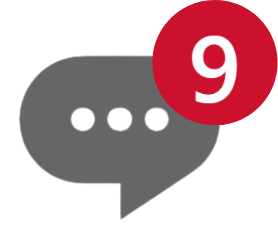 Message icon with 9 new notifications