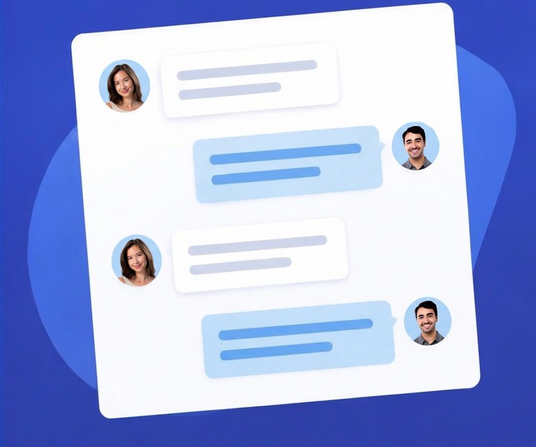 Illustrated LinkedIn messaging conversation