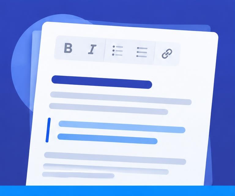 Illustrated post editor with formatting toolbar